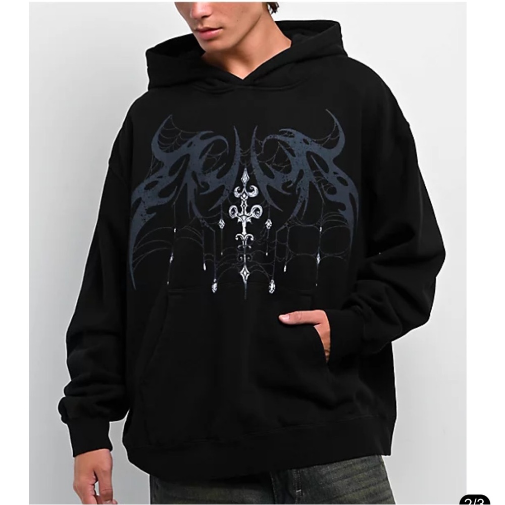 NEW Zumiez Vitriol Cyber Sword Black Hoodie size: L